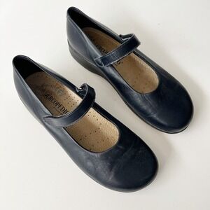 Arcopedico Mary Jane Comfort Shoes Women's Size 9 Navy Leather Chunky‎ Flats